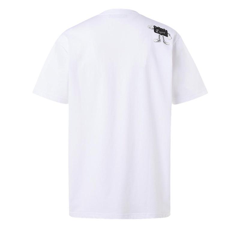 Onitsuka Tiger Solid Color Letter Cartoon Loose Straight Short Sleeve T-Shirt Unisex Tops White 2183A800-100