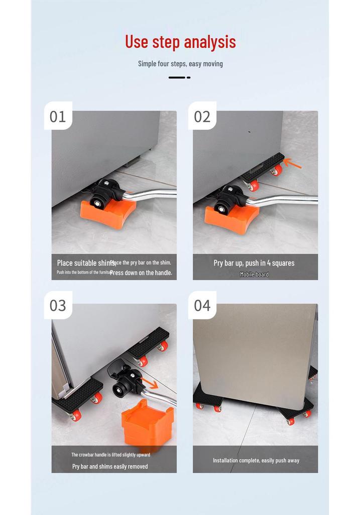 Heavy Object Lifter: Universal Furniture Moving Tool with Caster Pulleys for Easy Transport