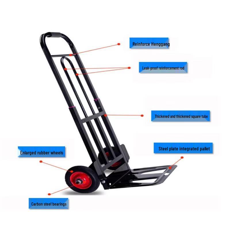 Foldable Portable Hand Trolley with 15cm Pneumatic Wheels