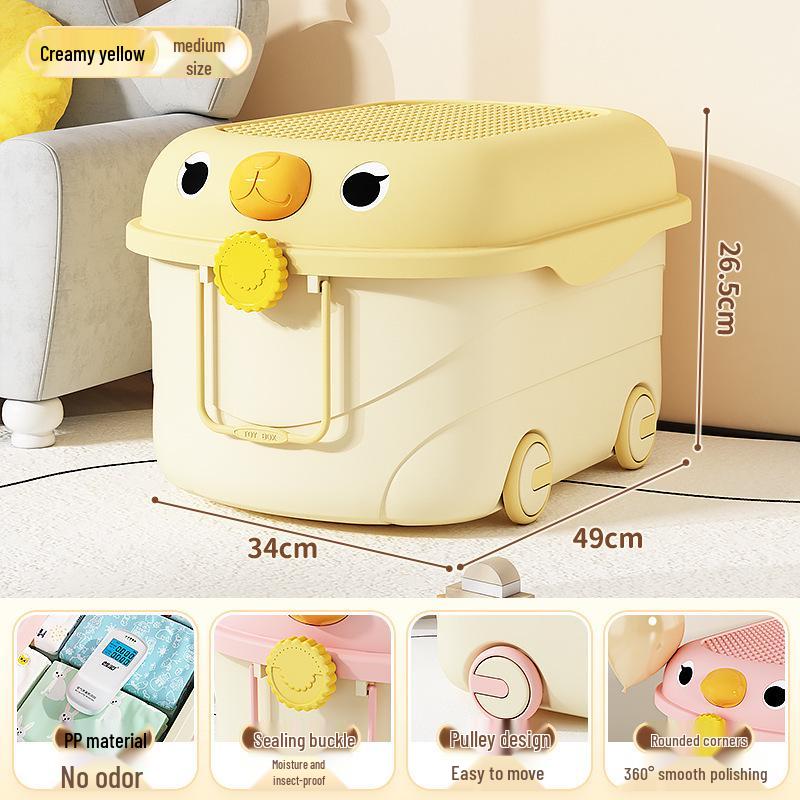 Kids' Large Capacity Plastic Storage Box for Toys, Snacks & Clothes