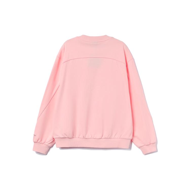 Li Ning X Disney Sweatshirts Women's Rose Pink Crew Neck Moderate Regular AWDR330-8