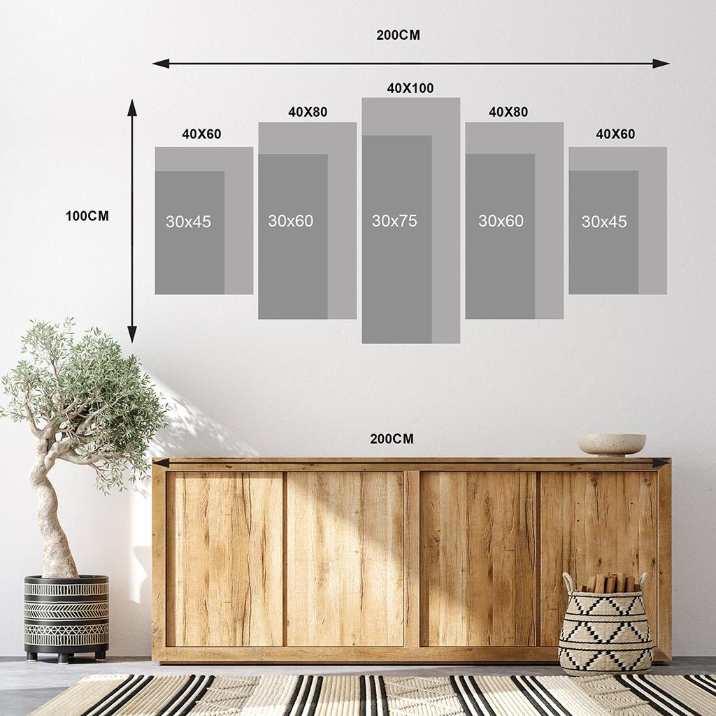 Obraz Na Płótnie Włoskim 150 X 75 Cm Pentaptyk - Styl Nowoczesny - Natura