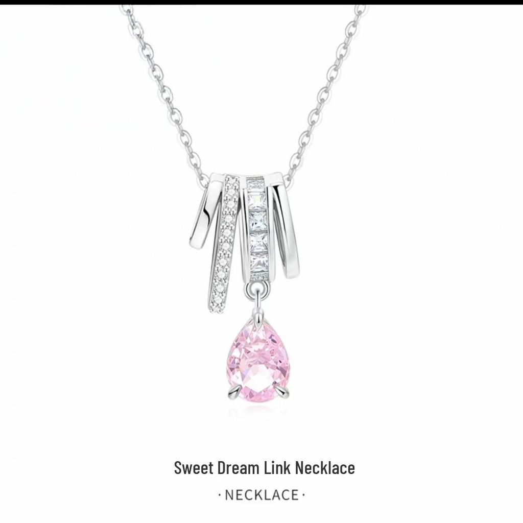 Elegant S925 Sterling Silver Teardrop Clavicle Necklace with Ring Pendant