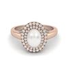 2.42 Cts Oval Pearl Solitaire 925 Sterling Silver Rose Vermeil Halo Engagement Women Ring