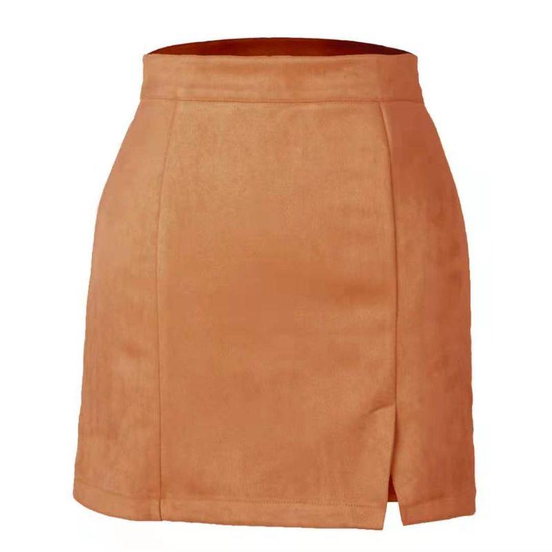 

2021 New Autumn WOMEN S Zipper Solid Color Bag Hip Skirt Khaki M