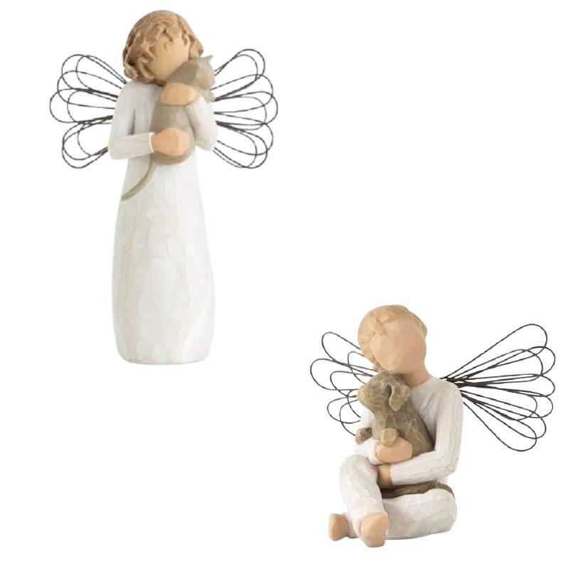 Tree Angels Willow Figurine Embrace Pet Ornament Sculptures Statue Gift Resin