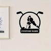 Unique Personalized Metal Sign Ice Hockey Silhouette Sports Themed Wall Decor Garden Gift