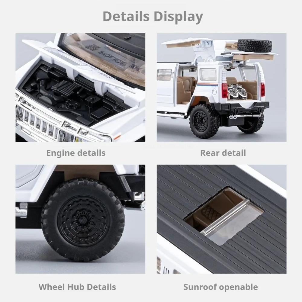 1:32 Extended Alloy Police Car Model Toy Doors Opened Off-road Vehicles Metal Body Rubber Tires Models for Adult's Puzzle Toys