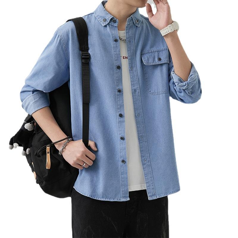 Men's thin denim long sleeved shirt