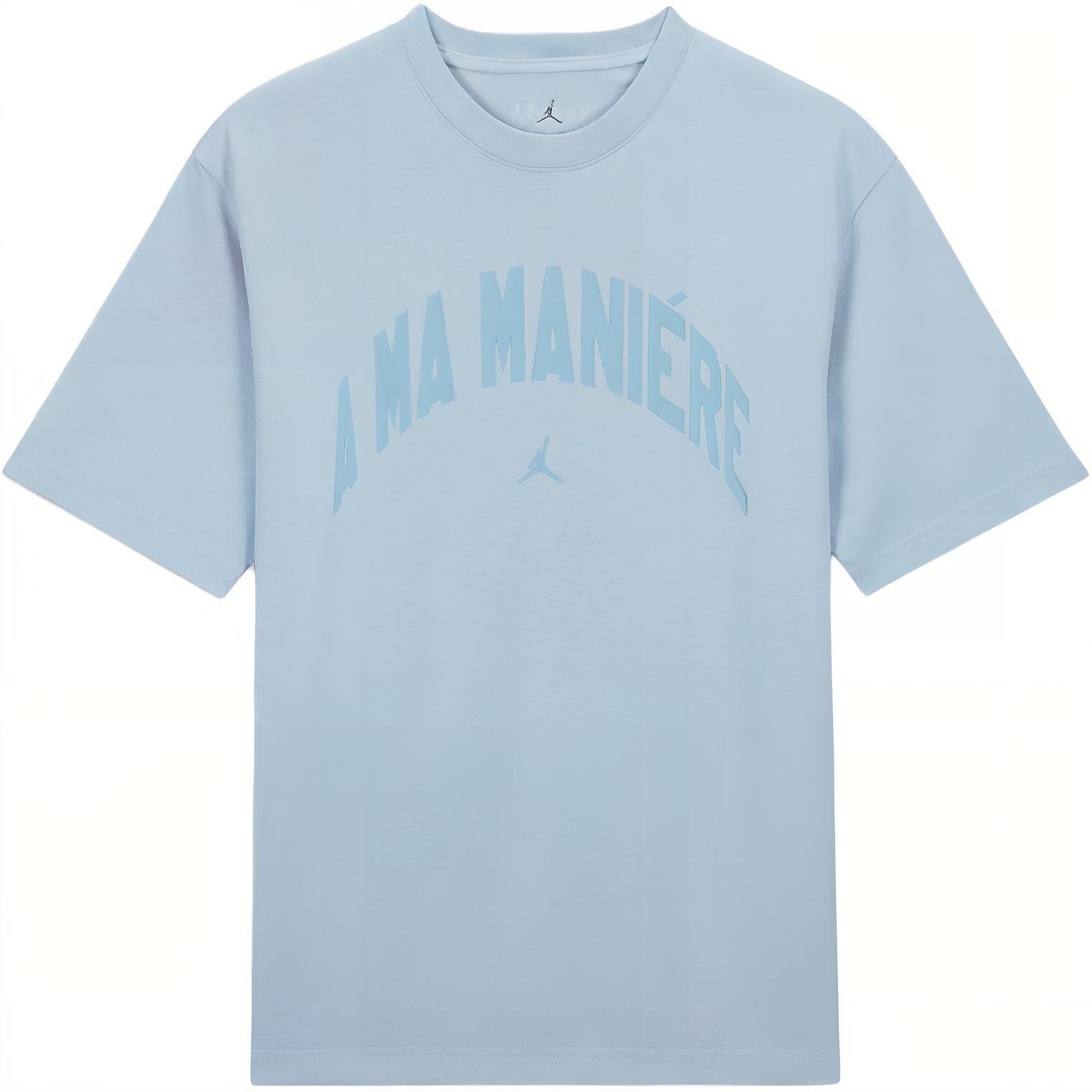 

Jordan X A Ma Maniére Удобная Футболка с Буквами, Универсальная, с Коротким Рукавом, Мужские Топы, Светло-Оружейно-Синий HF0539-440 XL