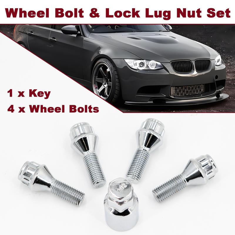 WheelBolts Locking Lug Nuts M12 x 1.5 with Locks Key For Nissan MICRA (K12) Qashqai NOTE (E11) Alloy Wheel Lug Stud & Taper Seat