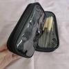 Black Waterproof Double Zipper Makeup Brush Storage Bag - Portable Multifunctional Organizer