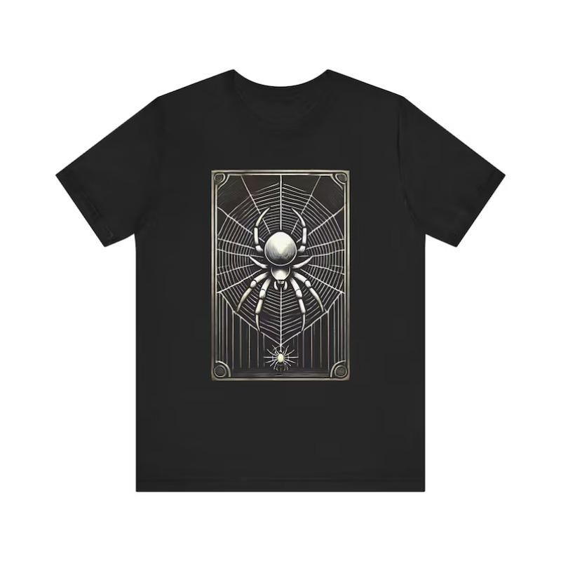 Heart Spider Web Themed Design Tshirt Gothic Style Womens Casual Loosefitting Short Sleeves Spider Print Fashion Black Tee