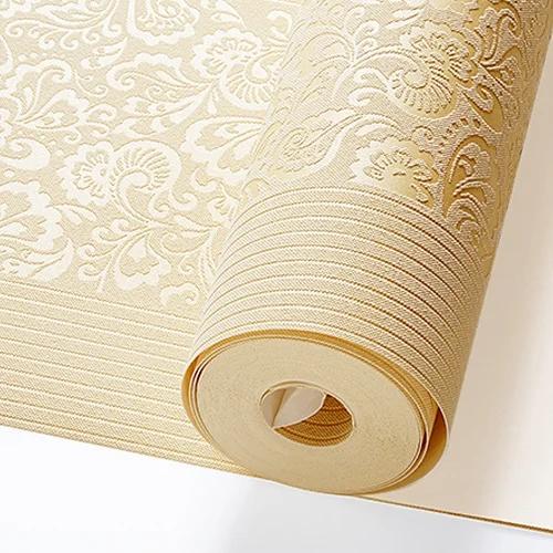 Dekoracja Domu Tapeta Luksusowe Tapety do Sypialni 3d Paskowana Tapeta Styl Europejski Duża Wytłaczana Tapeta w Kwiaty