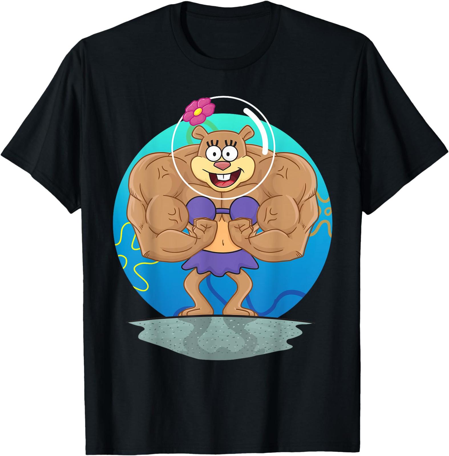 SpongeBob SquarePants Sandy Cheeks Muscle Youth-Adult Shirt For Family S-4XL XXXXL