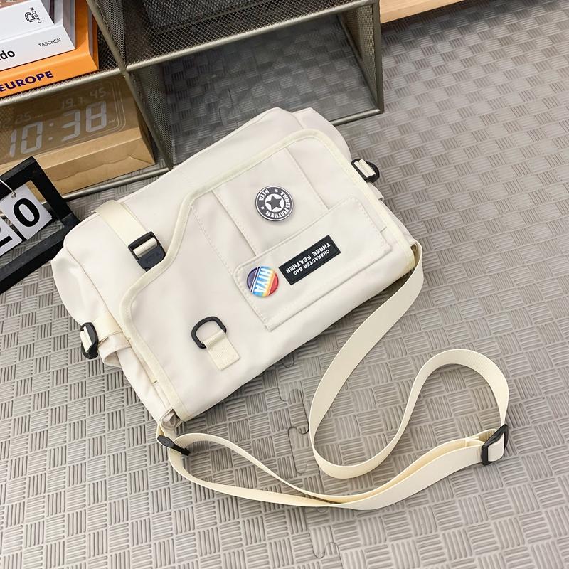 Dámská jednobarevná crossbody taška Pánská taška Messenger s velkou kapacitou Studentská taška přes rameno