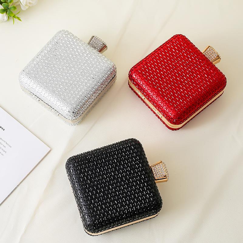 Cute Crystal Box Clutch Mini Rhinestone Handbags For Women Cocktail Party Wedding Evening Bag Female Glitter Shoulder Bags