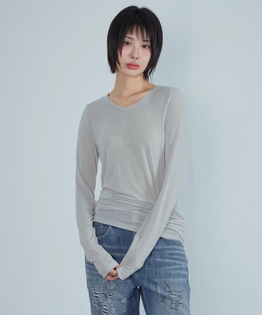 KIJIKO Ke311. Curved Sheer Tee Gray