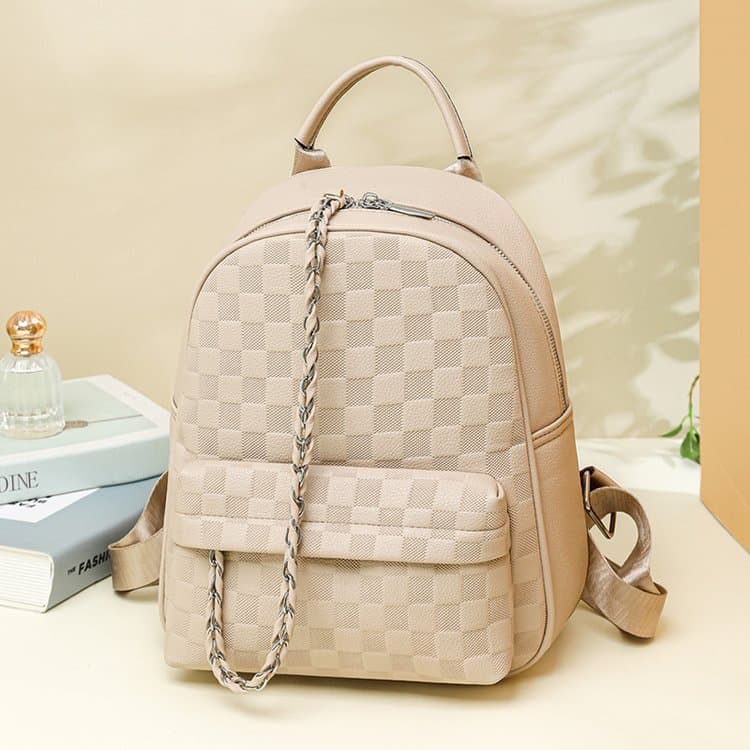 Chessboard embossed backpack large capacity women's backpack