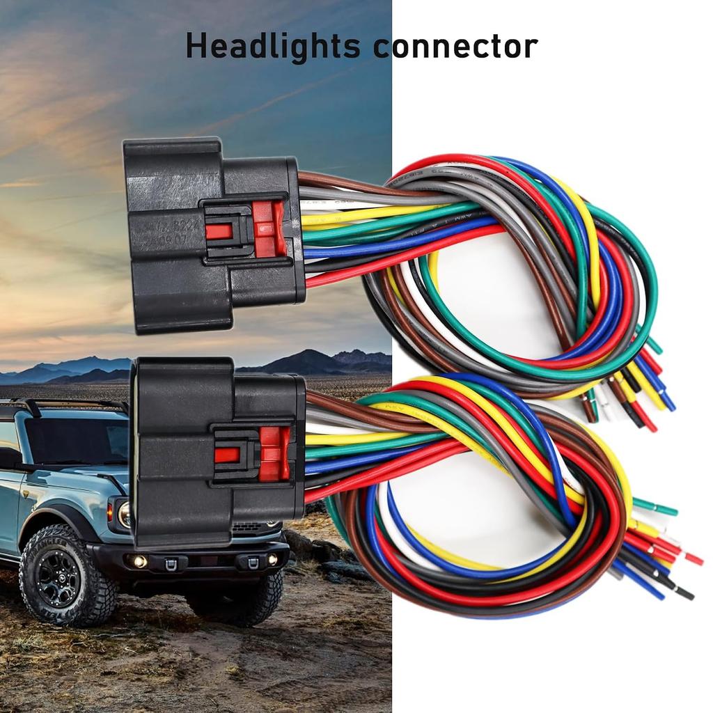 2Pcs 16 Pin Headlights Connector Compatible with Ford Mustang | 2015-2023 JR3Z-13008-B Pigtail Harness Plug