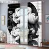 2pc    Party Window Curtains Peony Blossoms Polyester  Without Electricity Festive Backdrops Applies to Holiday Home Decor & Gifts