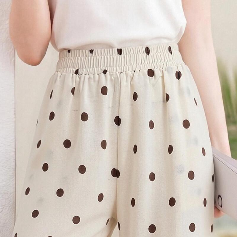 Women's Summer Polka Dot Straight Leg Casual Pants