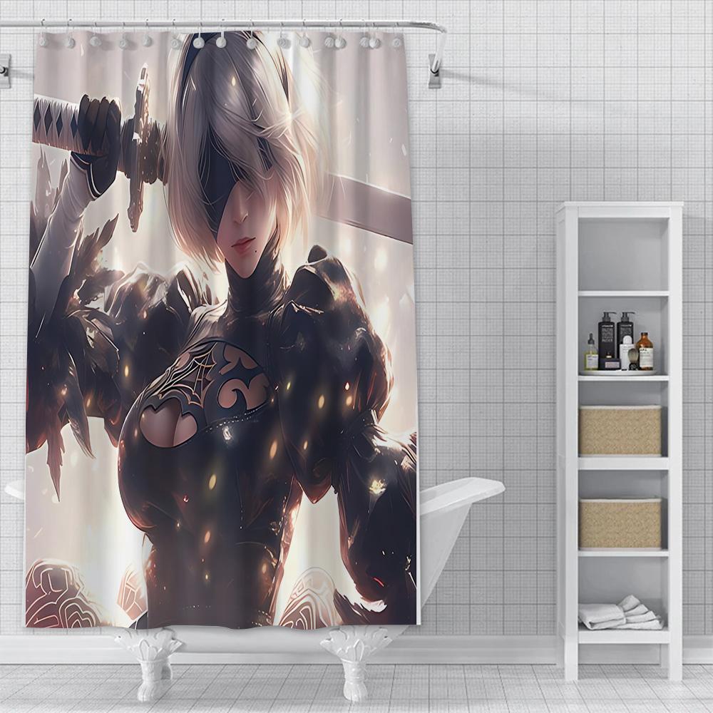 Shower Curtain Waterproof Polyester Fabric Paint Colorful Curtains Adventure game Nier Automatas Home Bathroom Decor With Hook
