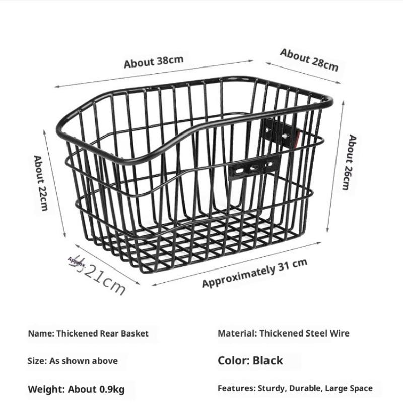 Metal Bike Rear Basket with Integrated Rear Light Bicycle Storage Seat Rack Large Capacity Cycling Rear Frame Shelf