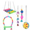 5/6Pcs Bird Cage Toys For Parrots Chewable Hanging Wooden Beads Ball Bell Toys