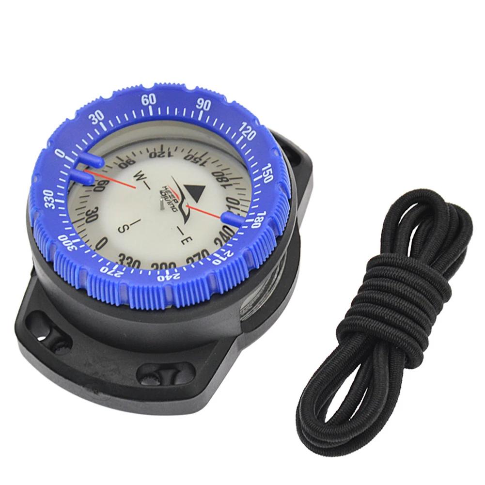 50m Waterproof Diving Compass Underwater Caving Camping Compass with Elastic Rope Diving Scuba Fluorescent Dial Point Guide