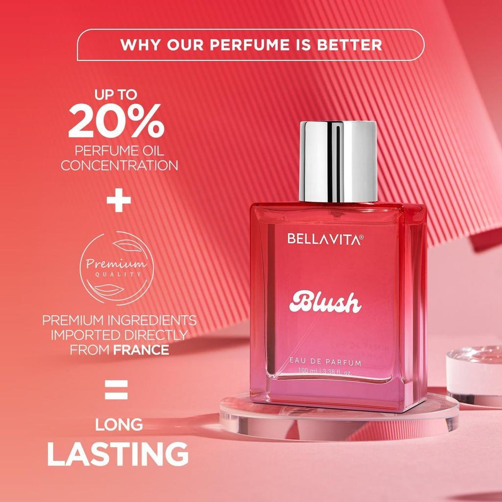 BELLAVITA Blush EDP 100ml | Long Lasting Perfume for Woman | Red Fruits, Moss, Vanilla and Sandalwood |Perfume for Women