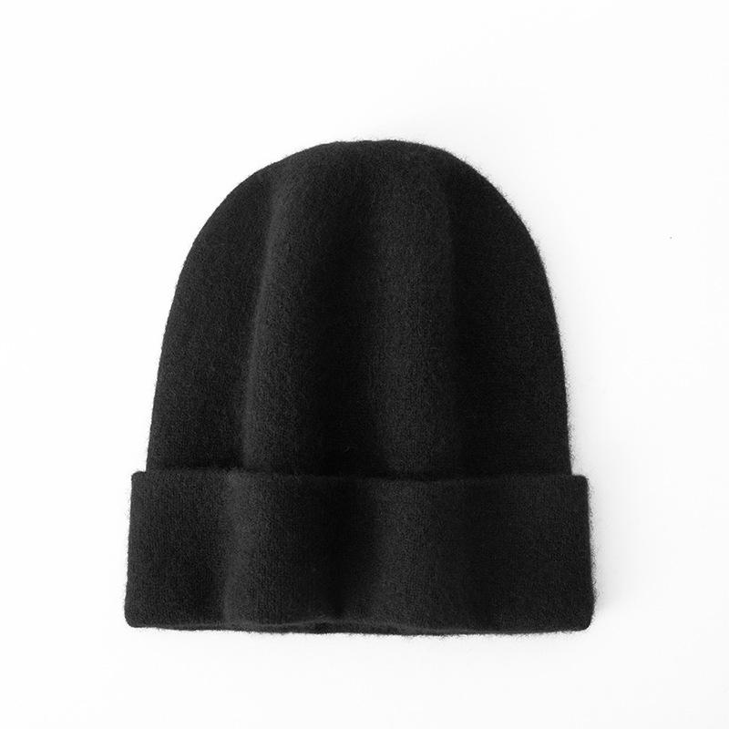 Women's Autumn Winter Cashmere Hat - 100% Pure Cashmere, Solid Watermelon Color, Warm, Large Head Circumference.