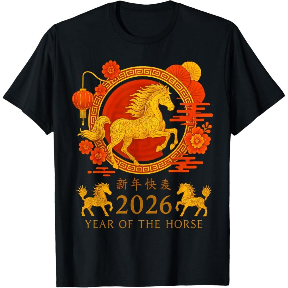 Year Of The Horse 2026 New Year 2026 TShirt Unisex Unisex Unisex T Shirt ShortSleeve Fashion Casual Clothes Streetwear