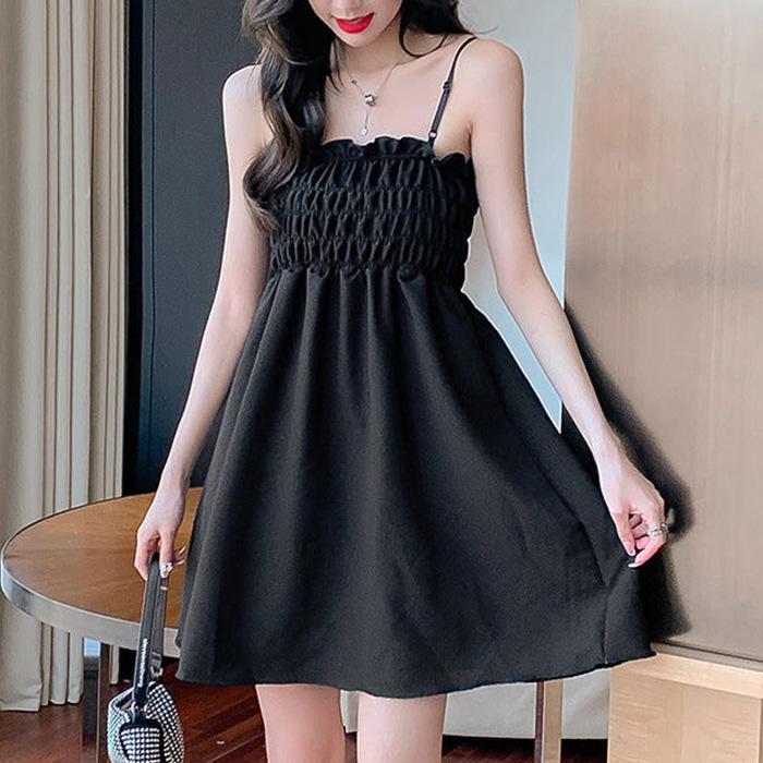 

Маленькая плиссированная юбка на бретелях Летнее новое платье-бандо с пышной юбкой 2XL чёрный