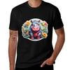 Spring Hippo T-Shirt Work Basic Short Sleeve Top