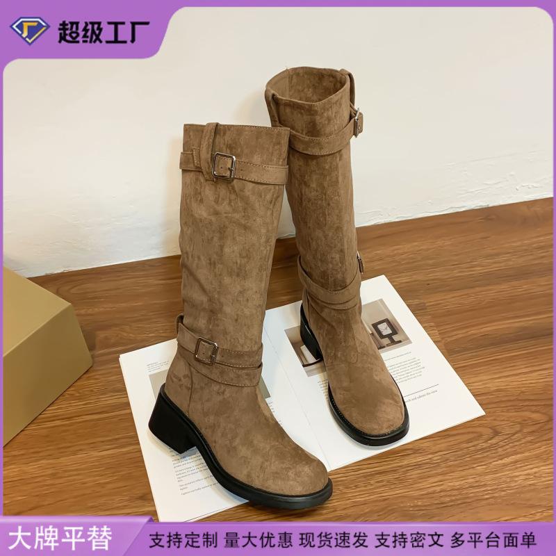 Winter new knight boots fashionable Internet celebrity heap boots long tube but knee thick soled boots women wear versatile casual