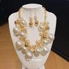 French Retro Pearl Beaded Earrings & Necklace Set: Personalized High-End Clavicle Chain for Women