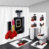 Set Tenda da Doccia Profumo Moda Fiore Rosa Rosa Donna Moderna Ragazza Decorazioni Bagno Casa Tappetino Antiscivolo Tappetino da Bagno Copri Sedile WC