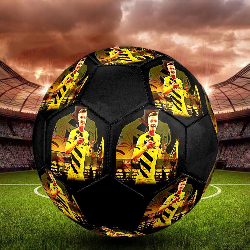 Marco Reus Printed Size 5 Soccer Ball, Machine-Stitched PVC, Durable & High Bounce, All Ages Fit, Fan Merchandise, Matches & Outdoor Use.