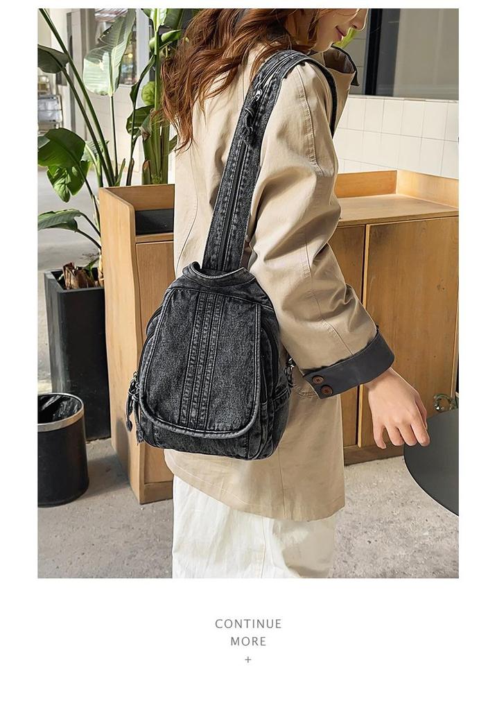 Retro vybledlý džínový multifunkční batoh - Velkokapacitní crossbody a taška přes rameno