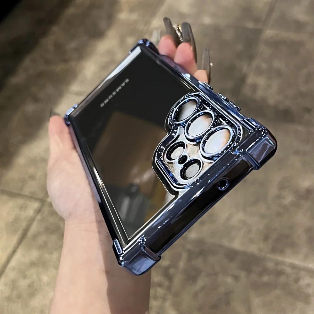 Kovový nárazník Průhledný kryt pro Samsung S25 Ultra S24FE S23 FE S22 Plus A54 A53 A55 A34 A35 A25 5G Nárazuvzdorný akrylový kryt
