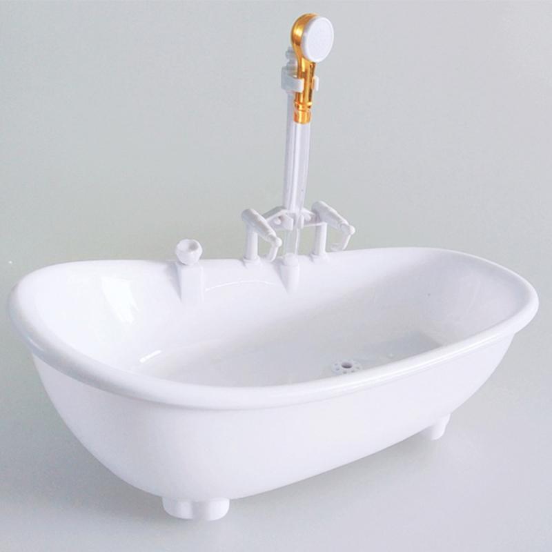 Miniatures Electric Bathtub Doll Accessories Plastic Tub 1:6 Scale Dollhouse Furniture Spraying Water Kids Bathing Toys
