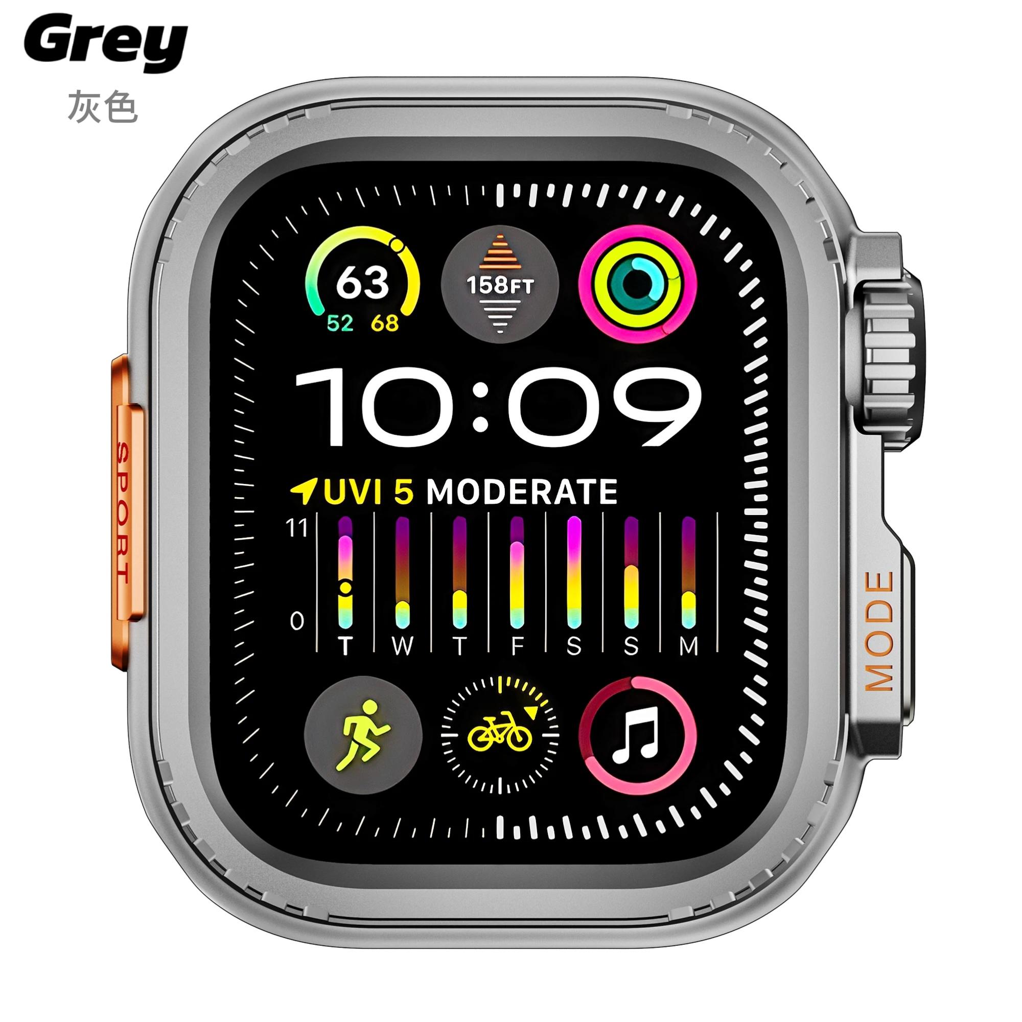 

Металлический чехол для Apple Watch 45 мм, металлический корпус для IWatch Series 9, 8, 7, 6, 5, 4, 3 SE, металлический защитный бампер, рамка 44 мм For Apple Watch 44mm серый