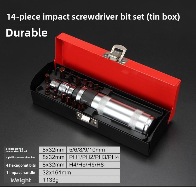 Heavy Duty Impact Screwdriver Bit Kit with Nut Remover for Rusted Screws Extraction