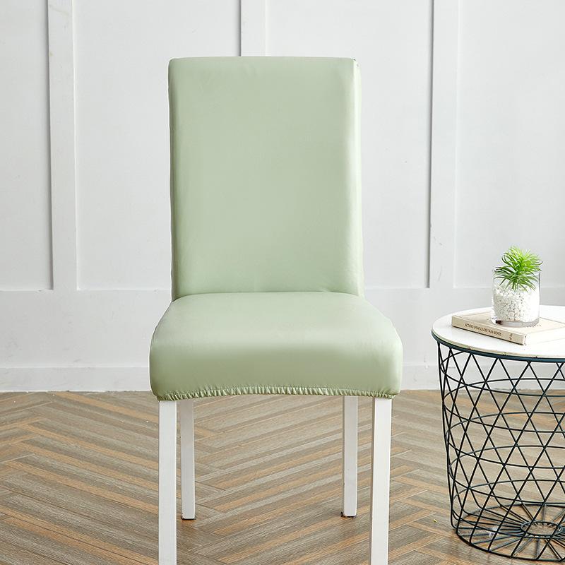 Solid Color Elastic Leather Seat Set Dining Chair Office Waterproof Dustproof Chair Cover