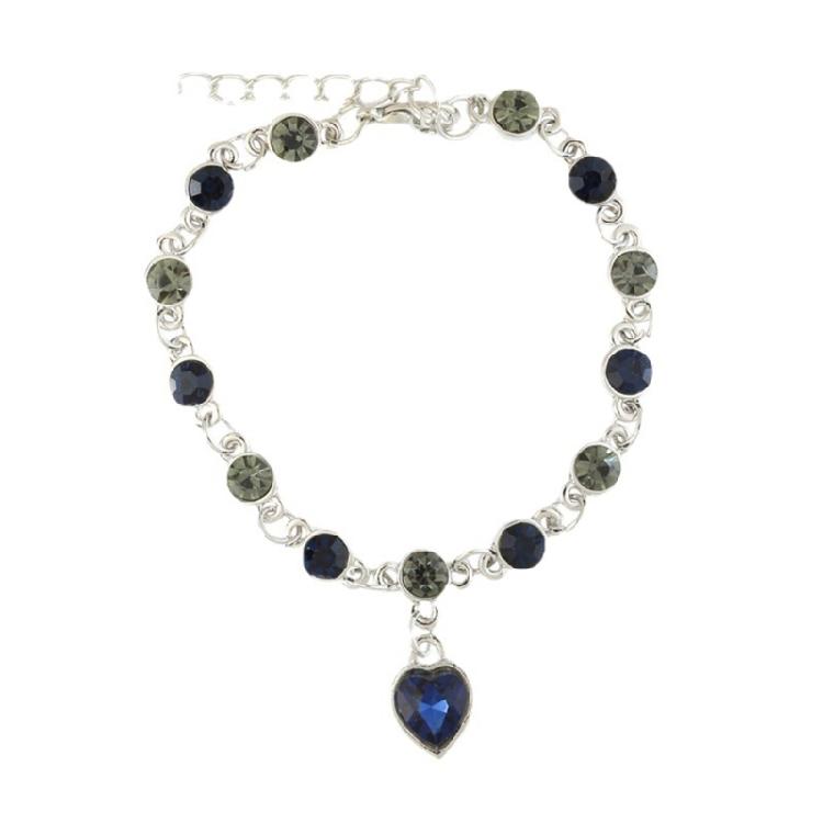 

Delicate Silver Bracelet with Blue Crystals Heart Designs Accessory for Women’s Bridal and Engagement Jewelry Pieces 1