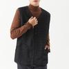 Men Waistcoat V-Neck Sleeveless Single-Breasted Vest Coat Solid Color Velvet Lined Warm Vest Jacket with Pockets