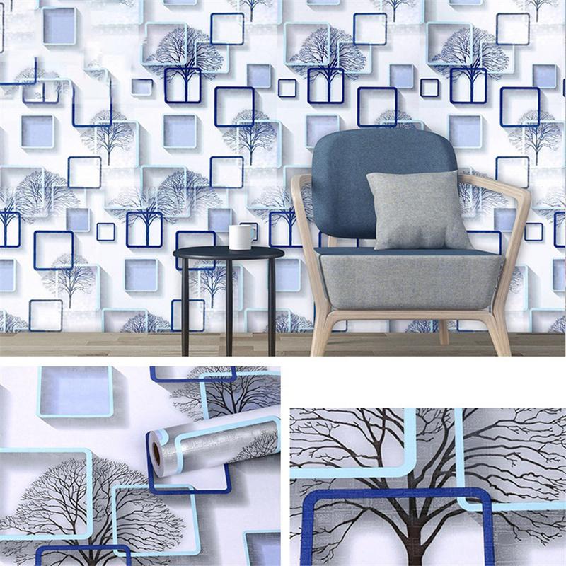 10m/20m PVC Thickened Geometric Grid Tree Background Self-adhesive Wallpaper Renovation Stickers Hotel Home Decor