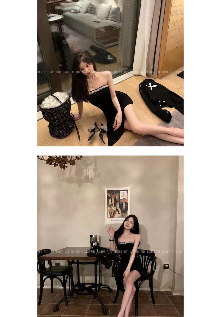 Big Sister Top-Tier Sequined Strapless Little Black Dress