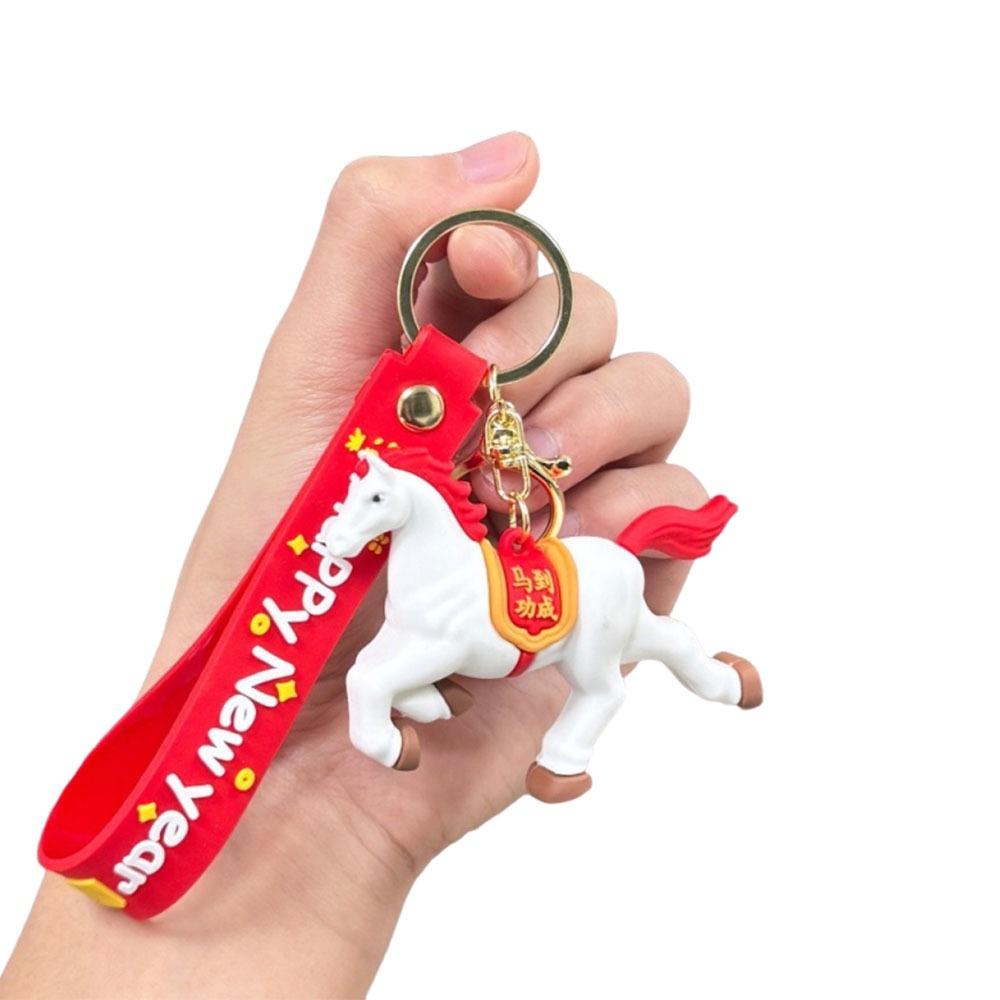 

Horse Design Zodiac Horse Keyring Ornament Style Car Key Chain Spring Festive Decor білий